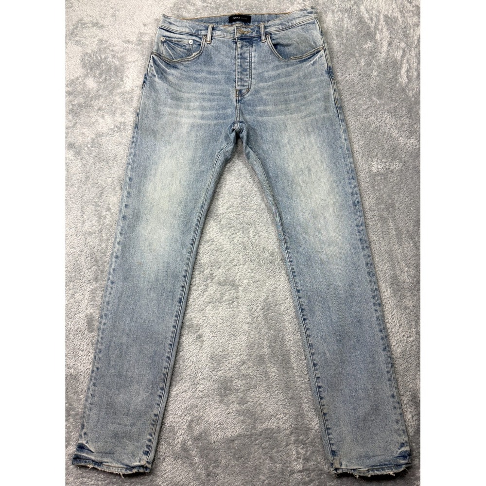 Purple Brand P005 Vintage Distressed Jeans Mens 32x32 Blue Light Wash Designer